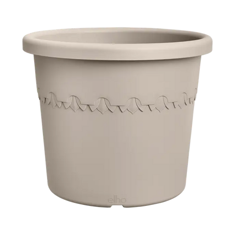 Beige Elho plantenbak, cilindervormig met sierlijke kartelrand