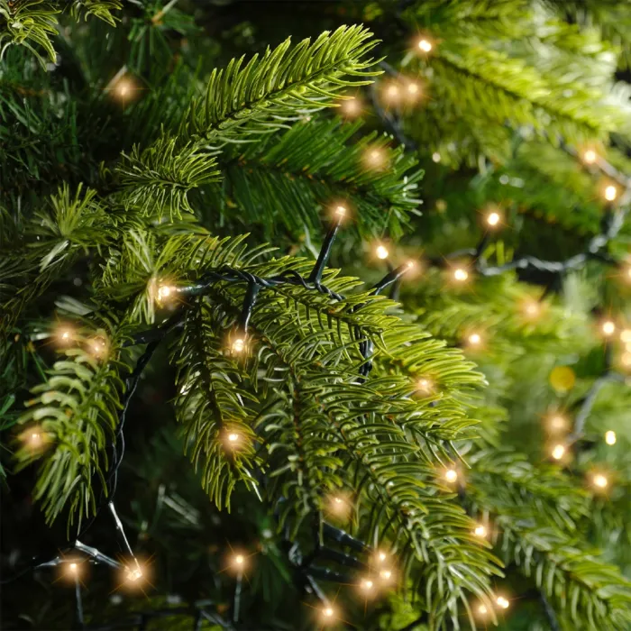 LED-lichtketting rond dennennaalden met warme gloed, voor buiten