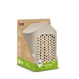 Elho insectenhotel in beige, productverpakking met venster en ronde openingen