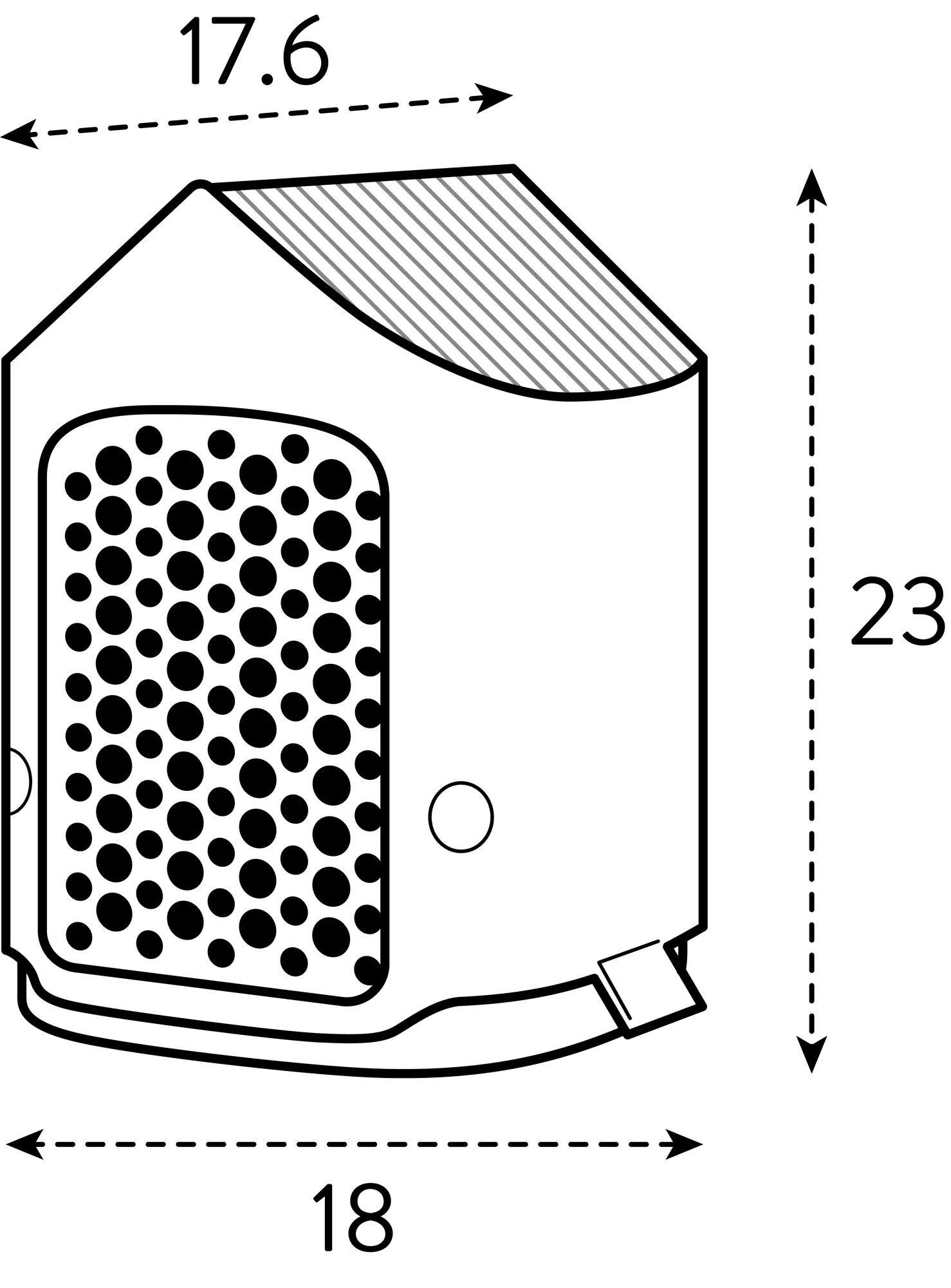 Wit insectenhotel pictogram met zwarte ronde gaten en deurvormige opening