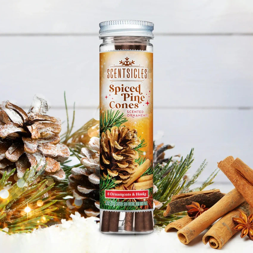 Geurstokjes voor in de kerstboom 6 stuks - Spiced Pine Cones