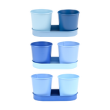 Esschert design - 50 tinten blauw bloempotjes op tray