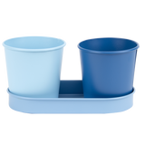 Esschert design - 50 tinten blauw bloempotjes op tray