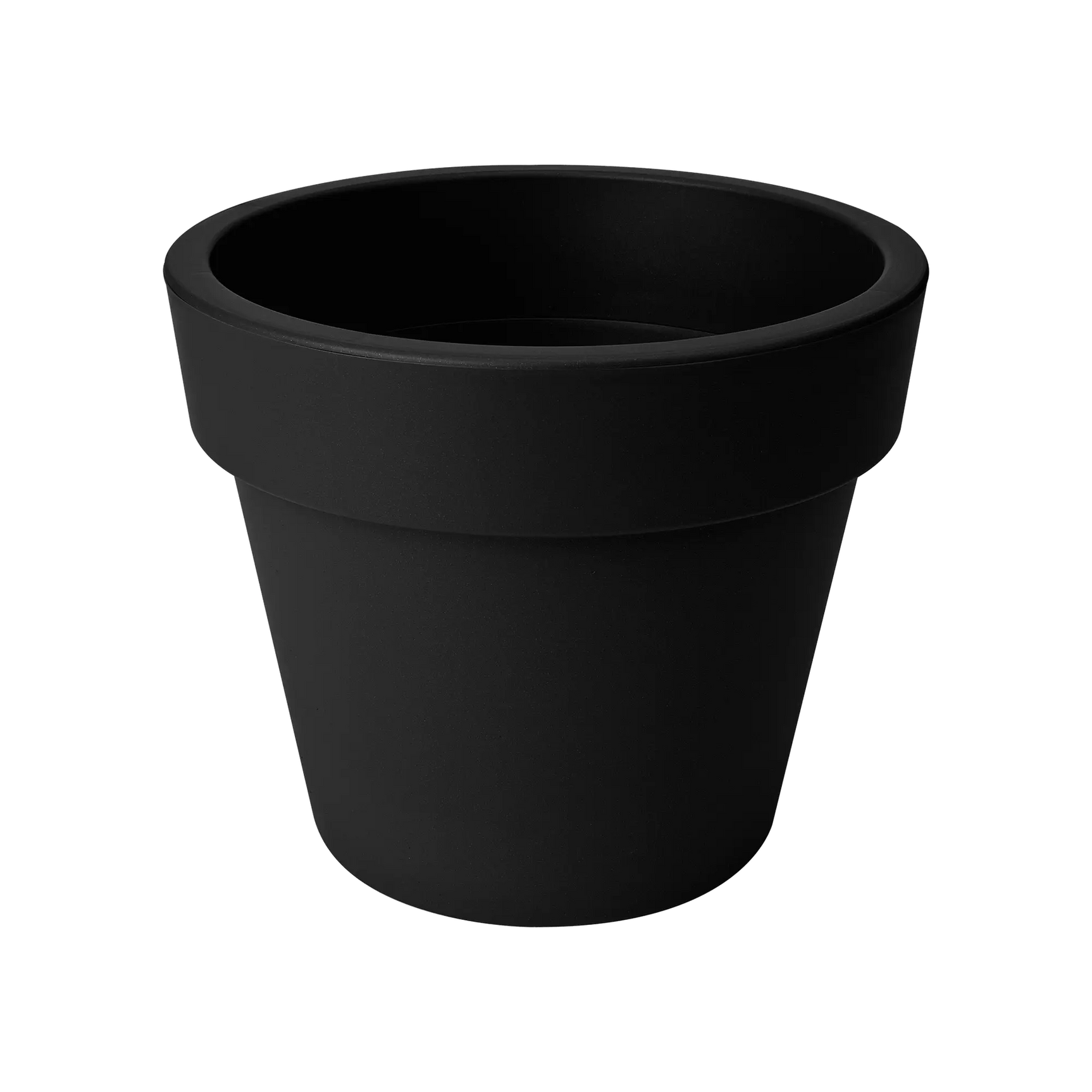 Elho top plantenpot, zwart, gladde vorm met brede, ronde bovenrand