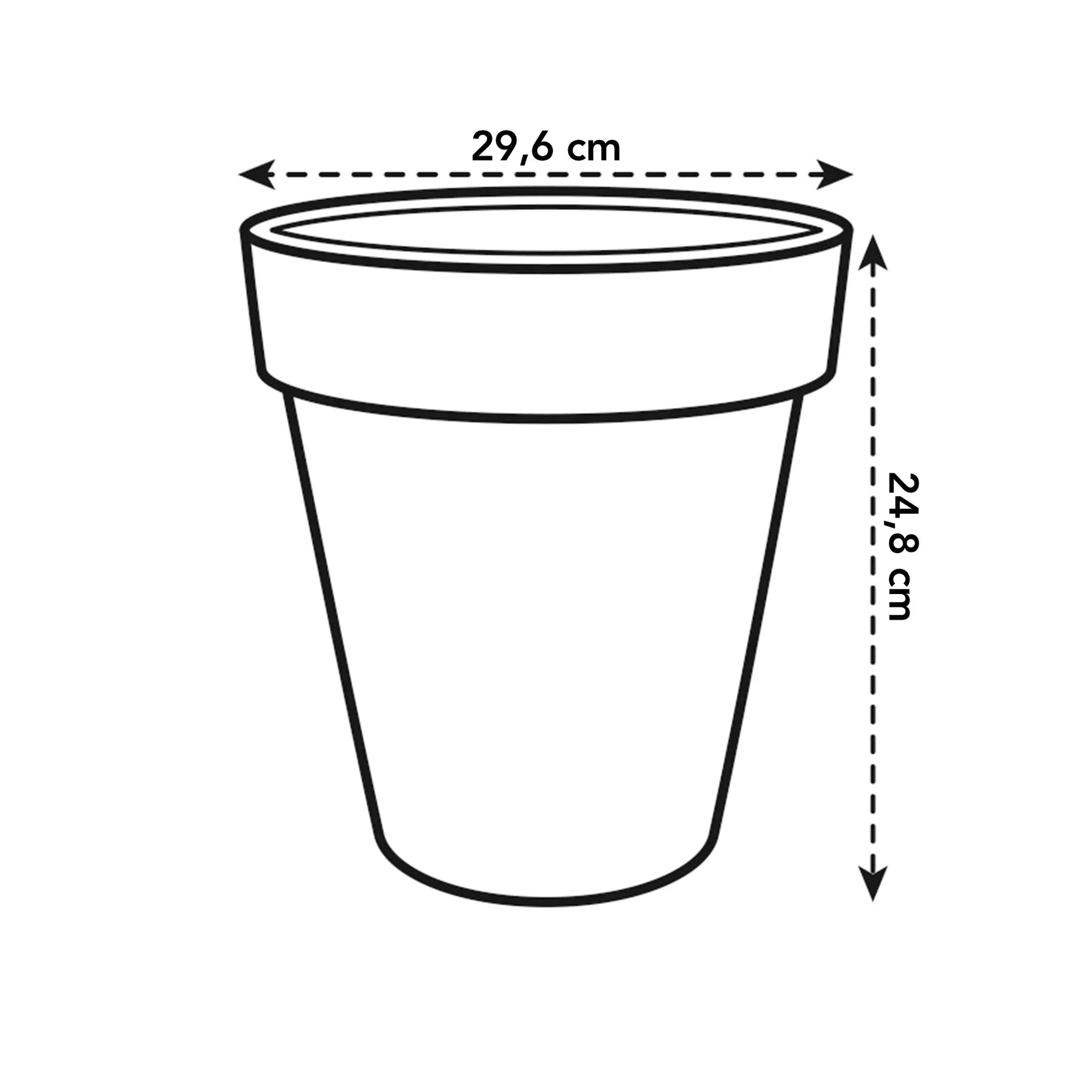Elho plantenbak taupe: afmetingen 29,6 cm diameter en 42 cm hoogte.