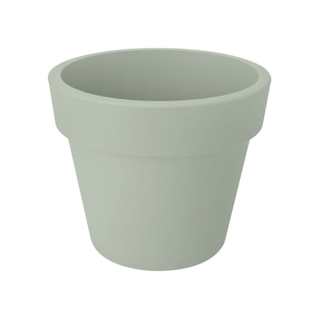 Elho plantenbak in lichtgroene tint, cilindrische vorm met brede bovenrand