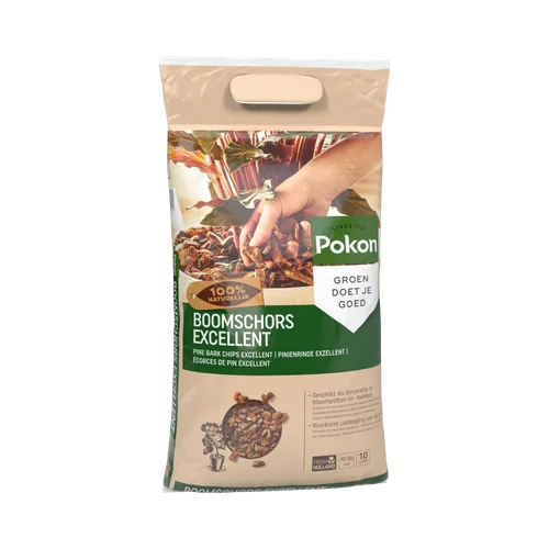 Staande zak boomschors Excellent 10 l met Pokon groen label