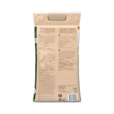 Achterzijde van boomschors Excellent-zak met productinformatie en barcode