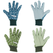 Esschert Design katoenen tuinhandschoenen M assorti, bloemenprint met donkergroene boorden