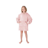 Roze oversized kinderhoodie met capuchon en voorzak