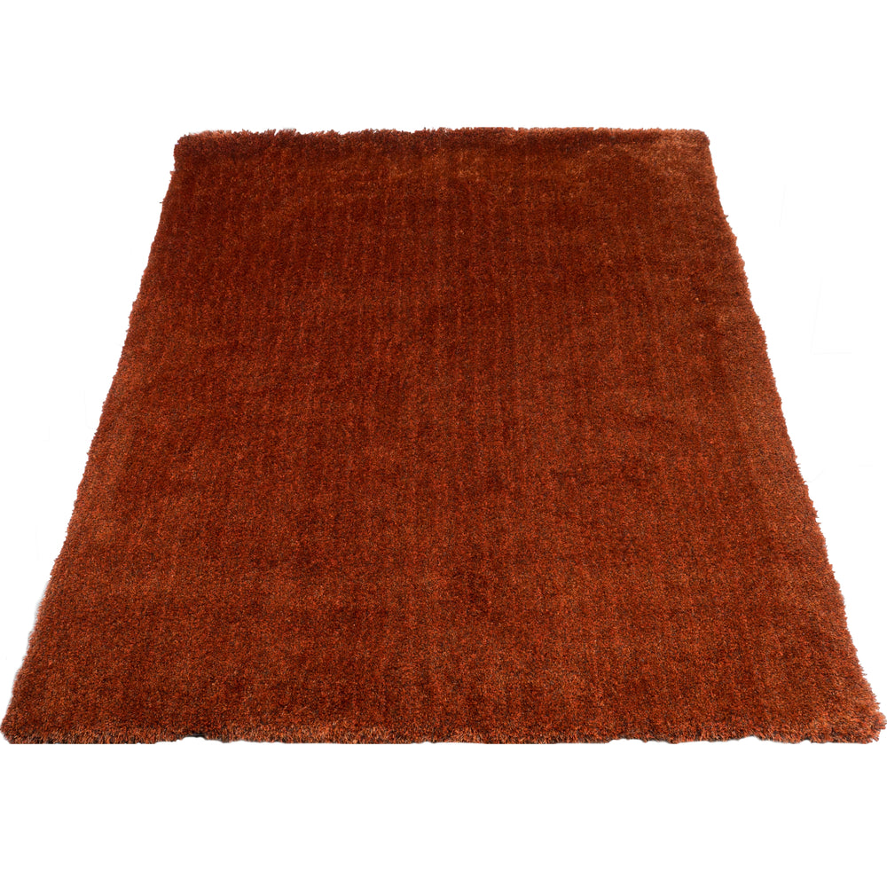 Roestbruine shaggy karpet met korte pool en afgeronde rand, 130x190 cm