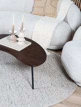 Rond vloerkleed met lichte, gemêleerde beige-grijze textuur