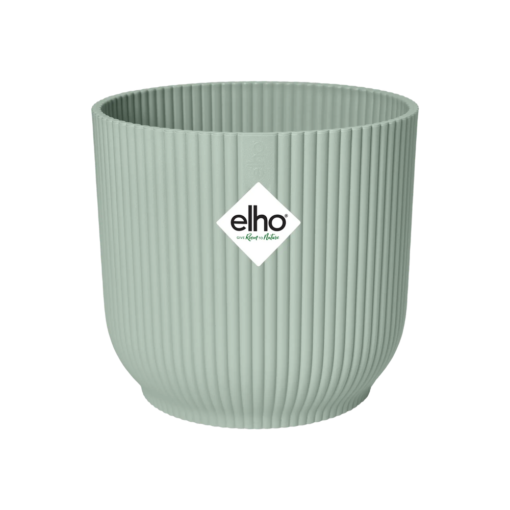 Elho Vibes fold mini bloempot, geribbeld sorbetgroen, elho-logo op de voorkant