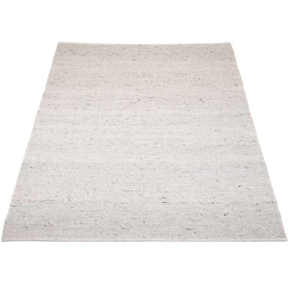 Beige vloerkleed met vlakke, fijn geweven textuur en rechte randen