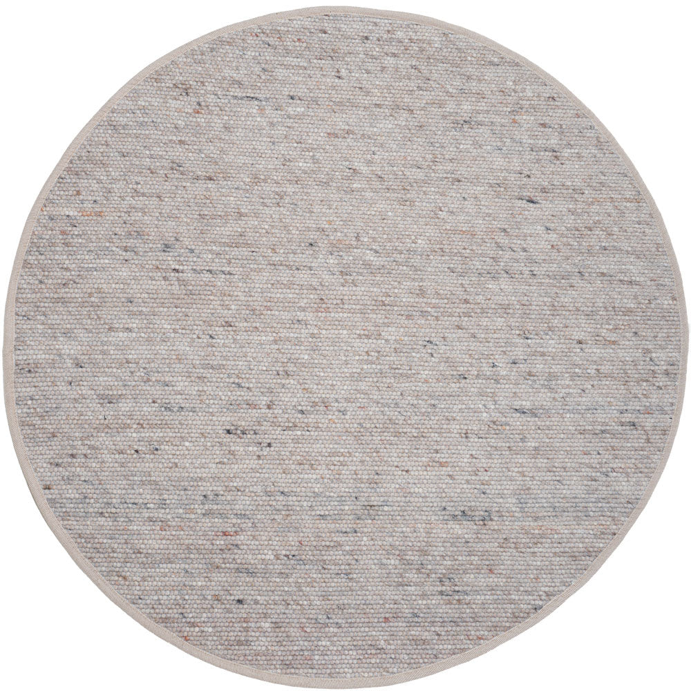 Rond vloerkleed met grof geweven donker-beige speckle